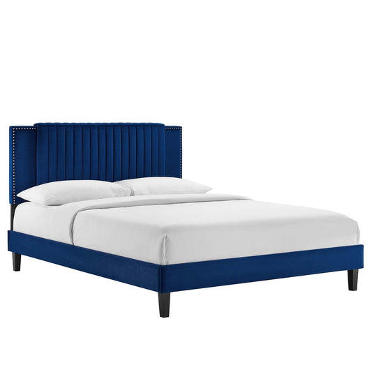 Zahra Channel Tufted Performance Velvet Queen Platform Bed By Modway - MOD-6974 | Beds | Modishstore - 3