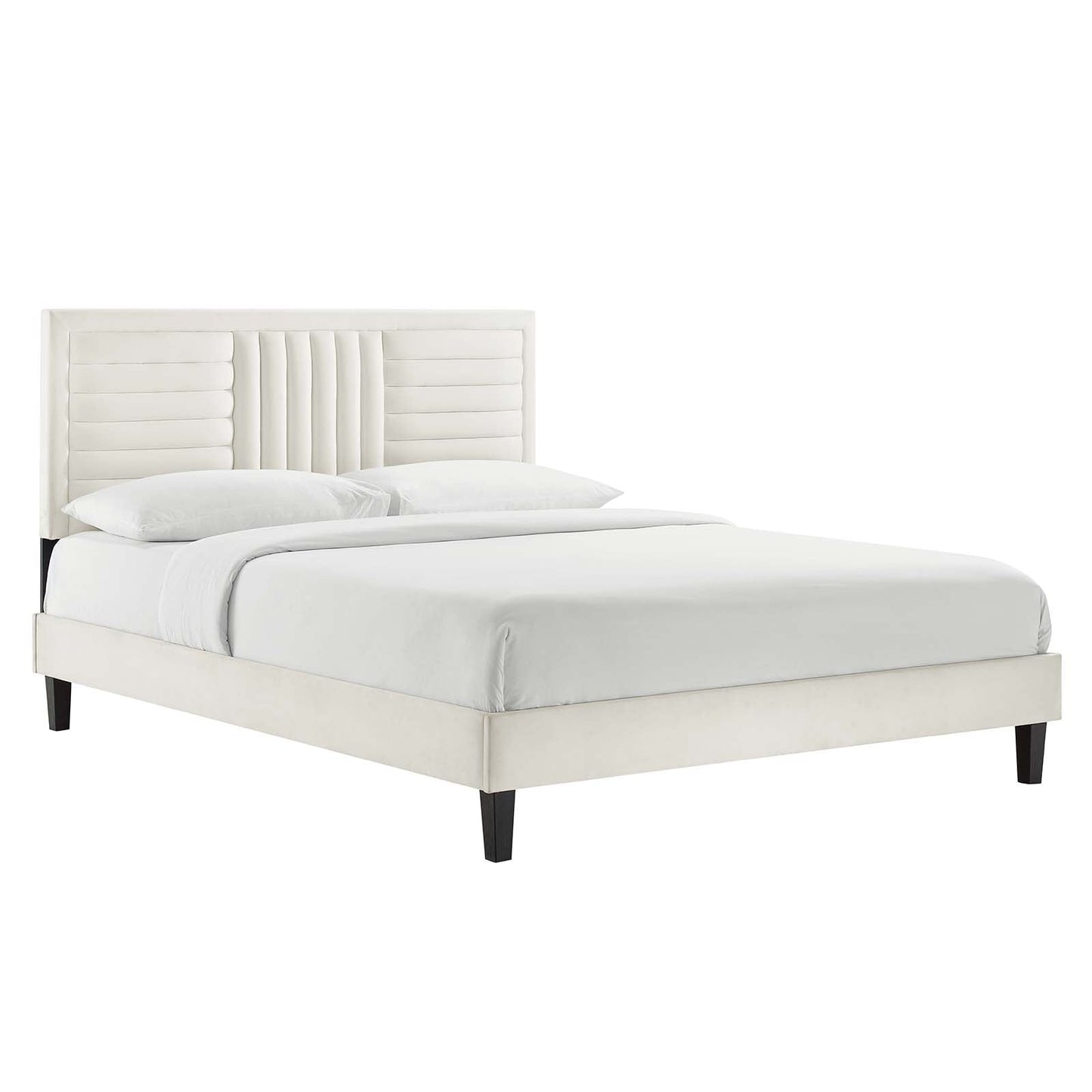 Sofia Channel Tufted Performance Velvet Queen Platform Bed By Modway - MOD-6975 | Beds | Modishstore - 4