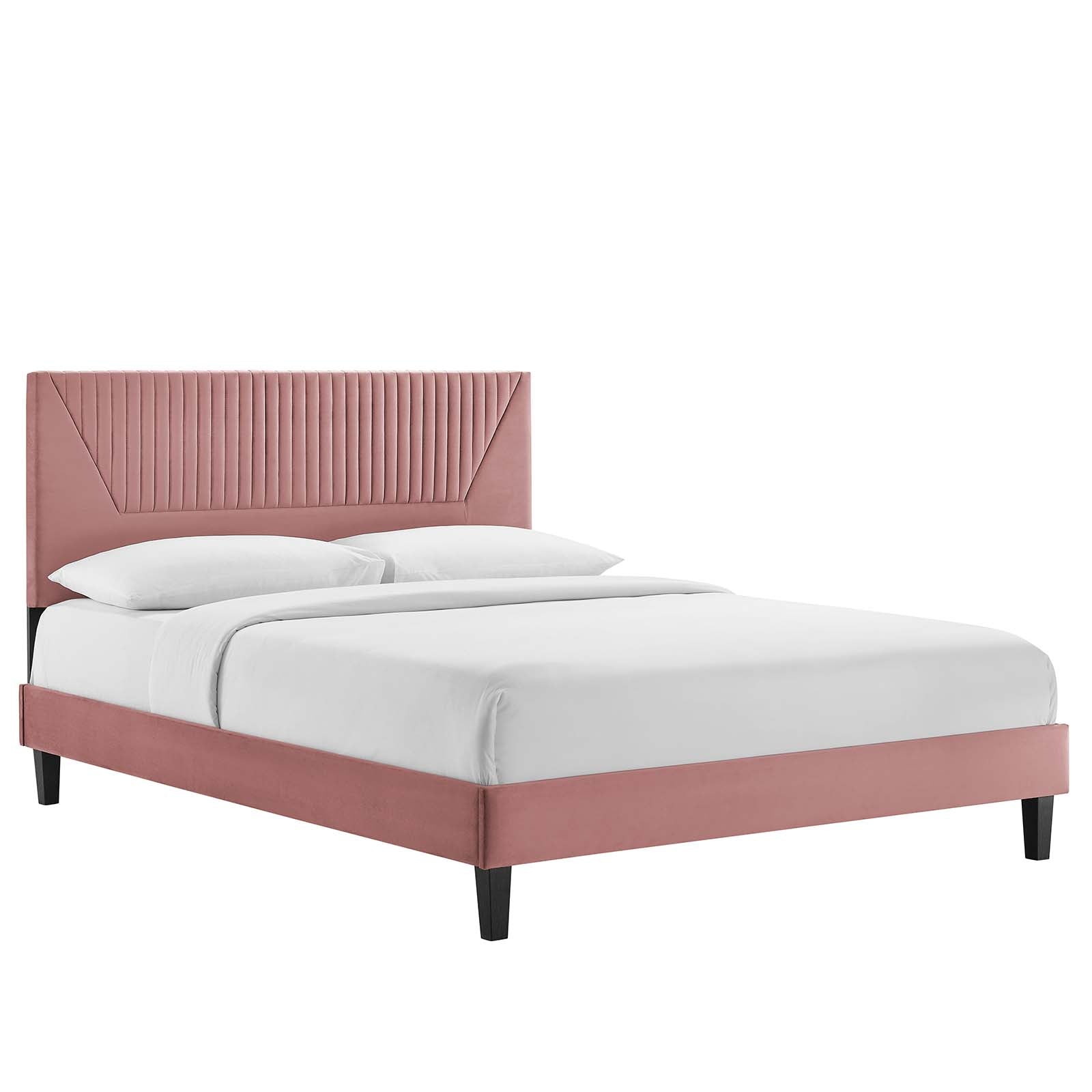 Yasmine Channel Tufted Performance Velvet Queen Platform Bed By Modway - MOD-6976 | Beds | Modishstore - 2