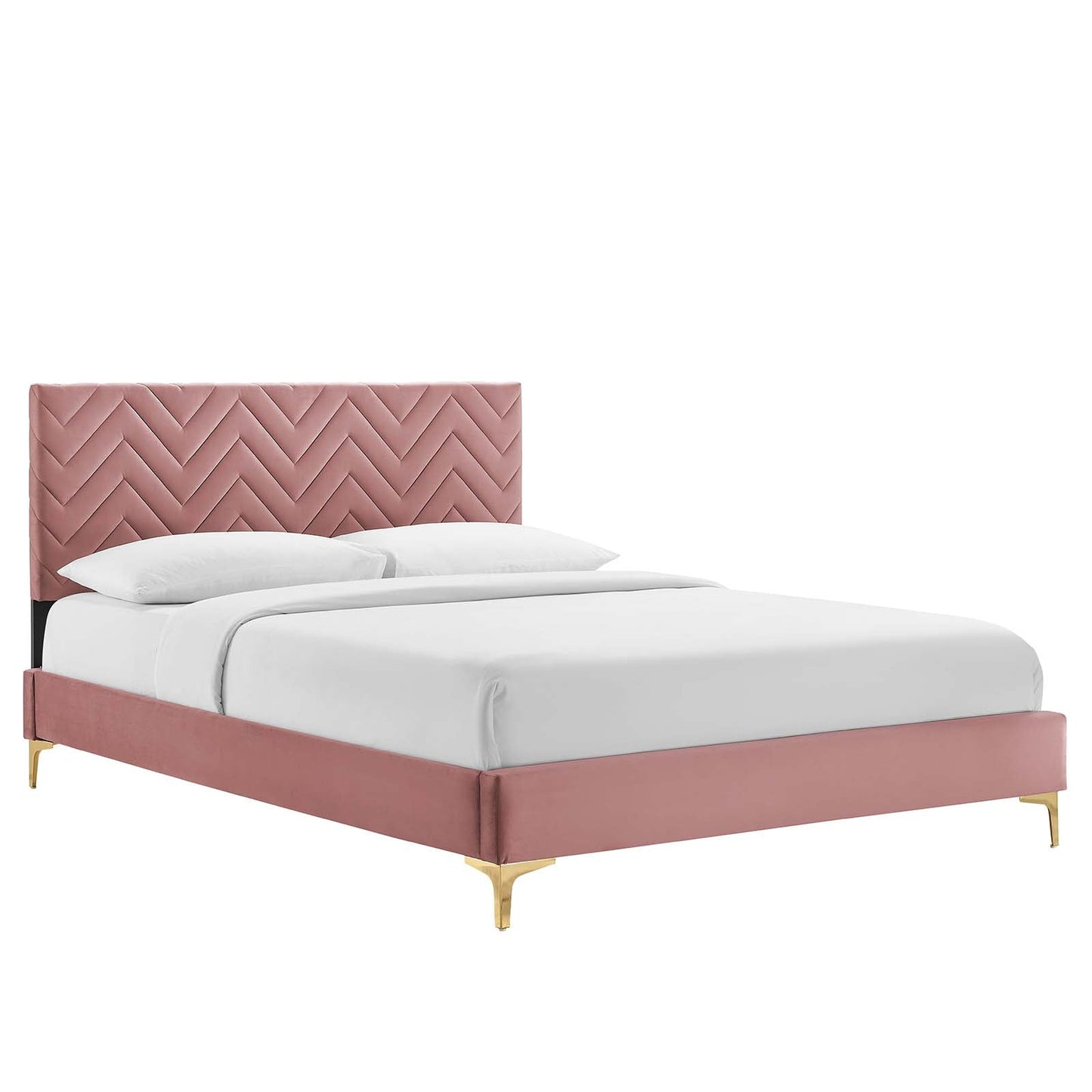 Leah Chevron Tufted Performance Velvet Queen Platform Bed By Modway - MOD-6977 | Beds - 2