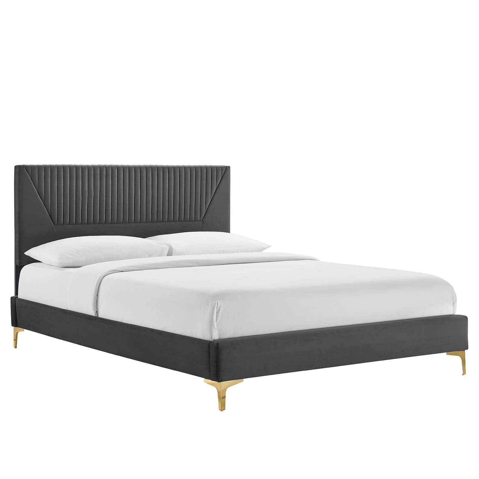 Yasmine Channel Tufted Performance Velvet Queen Platform Bed By Modway - MOD-6980 | Beds | Modishstore
