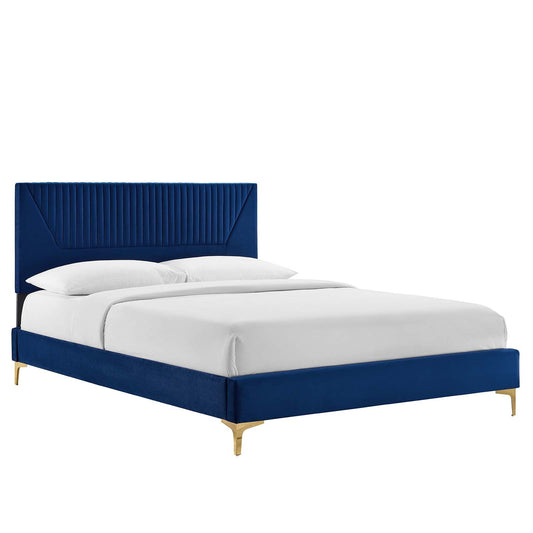 Yasmine Channel Tufted Performance Velvet Queen Platform Bed By Modway - MOD-6980 | Beds | Modishstore - 3