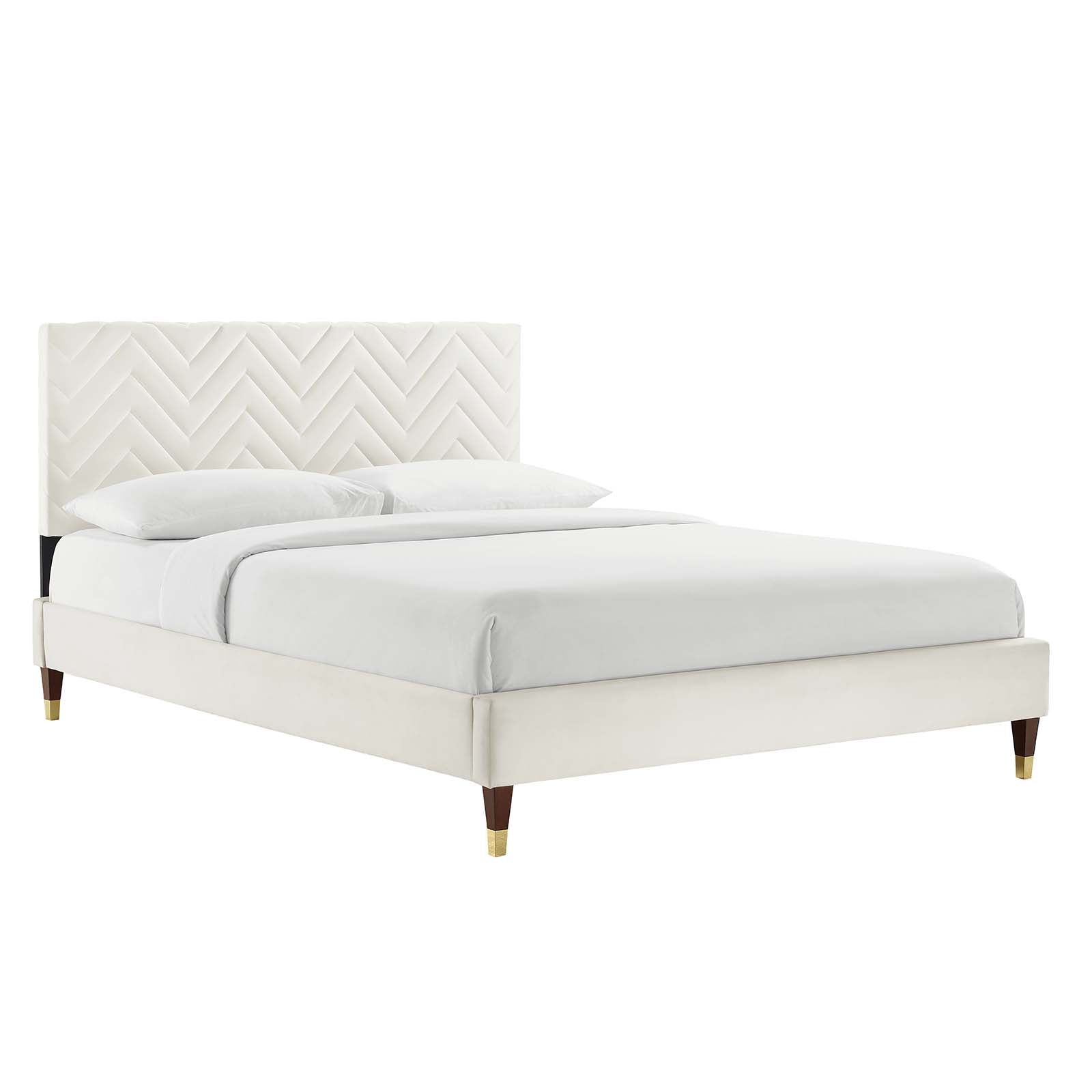 Leah Chevron Tufted Performance Velvet Twin Platform Bed By Modway - MOD-6981 | Beds - 4