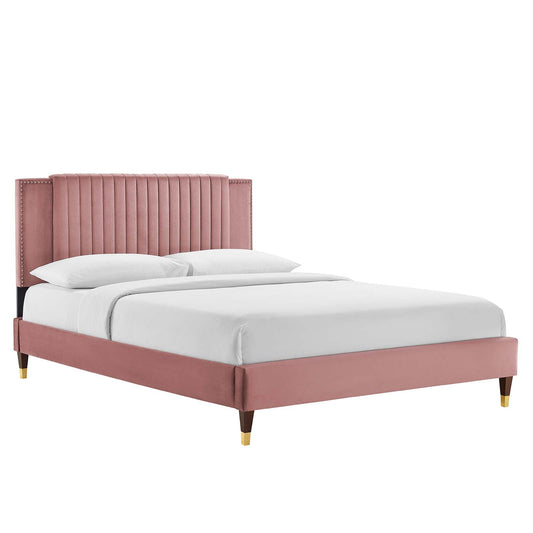Zahra Channel Tufted Performance Velvet Twin Platform Bed By Modway - MOD-6982 | Beds | Modishstore - 2