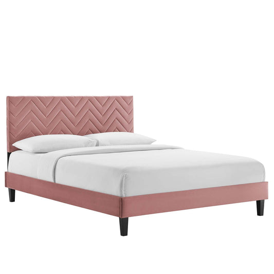 Leah Chevron Tufted Performance Velvet Twin Platform Bed By Modway - MOD-6985 | Beds - 2