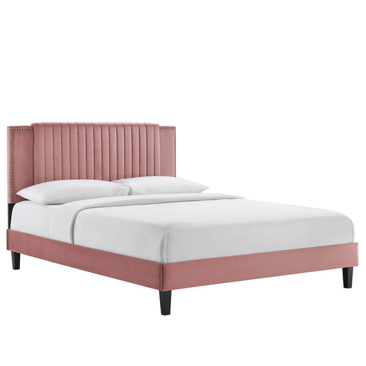 Zahra Channel Tufted Performance Velvet Twin Platform Bed By Modway - MOD-6986 | Beds | Modishstore - 2