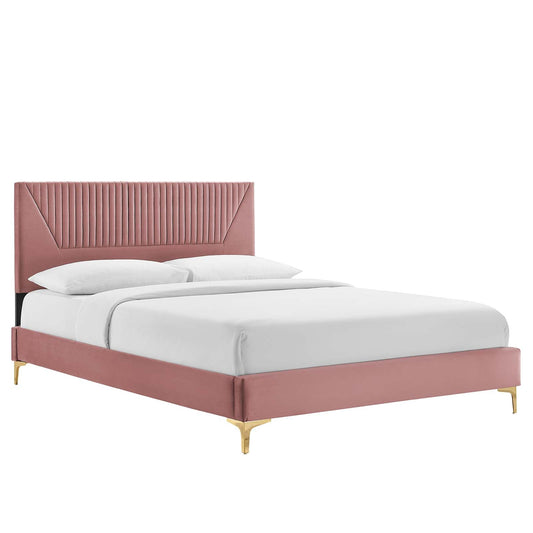 Yasmine Channel Tufted Performance Velvet Twin Platform Bed By Modway - MOD-6992 | Beds | Modishstore - 2