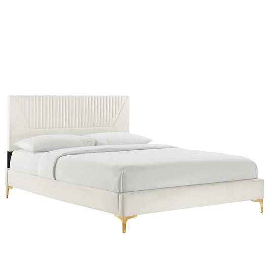 Yasmine Channel Tufted Performance Velvet Twin Platform Bed By Modway - MOD-6992 | Beds | Modishstore - 4
