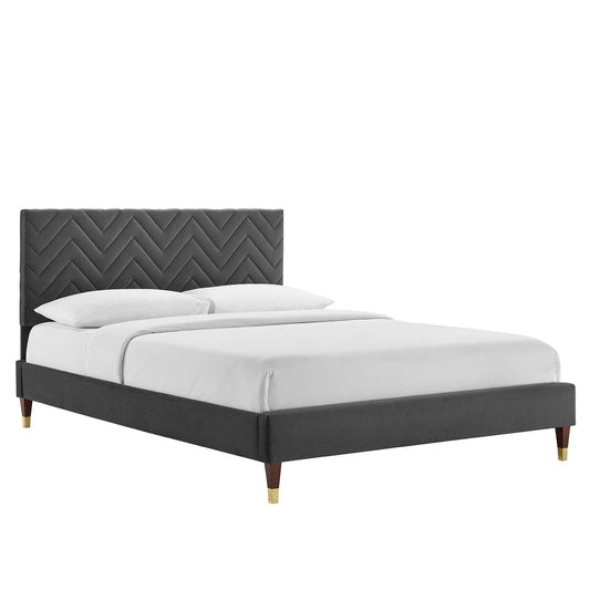 Leah Chevron Tufted Performance Velvet Full Platform Bed By Modway - MOD-6993 | Beds