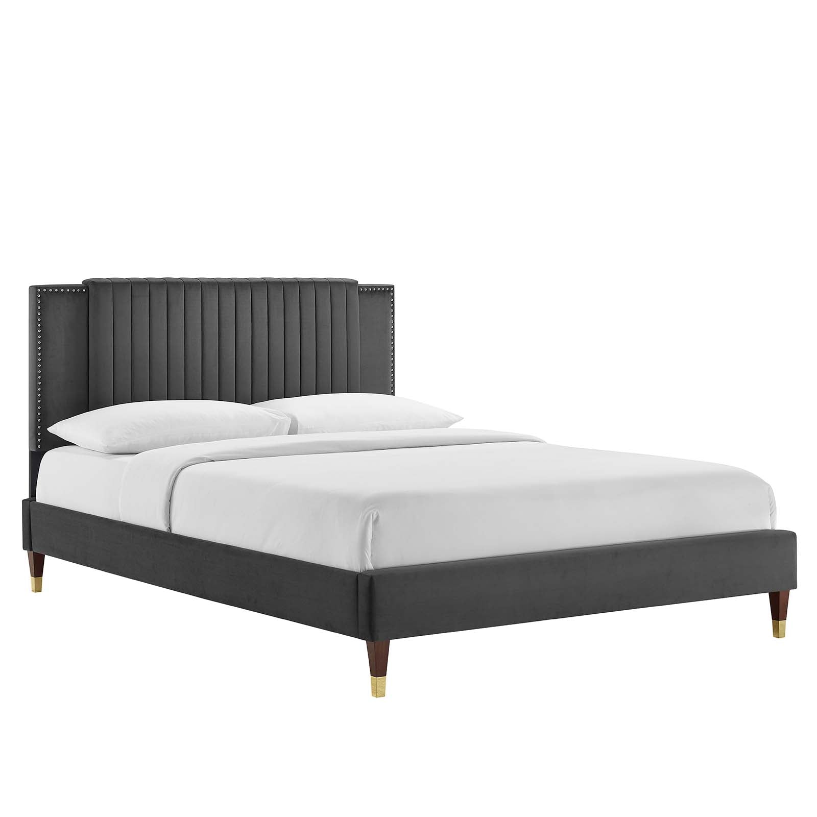 Zahra Channel Tufted Performance Velvet Full Platform Bed By Modway - MOD-6994 | Beds | Modishstore