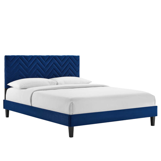 Leah Chevron Tufted Performance Velvet Full Platform Bed By Modway - MOD-6997 | Beds - 3