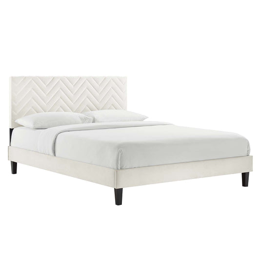 Leah Chevron Tufted Performance Velvet Full Platform Bed By Modway - MOD-6997 | Beds - 4