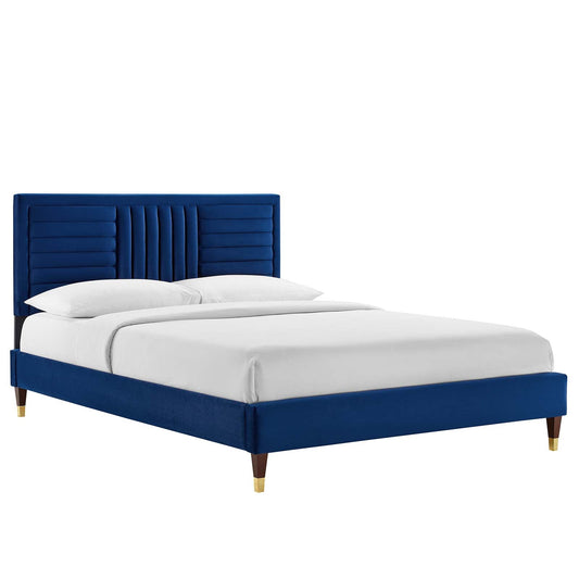 Sofia Channel Tufted Performance Velvet King Platform Bed By Modway - MOD-7007 | Beds | Modishstore - 3