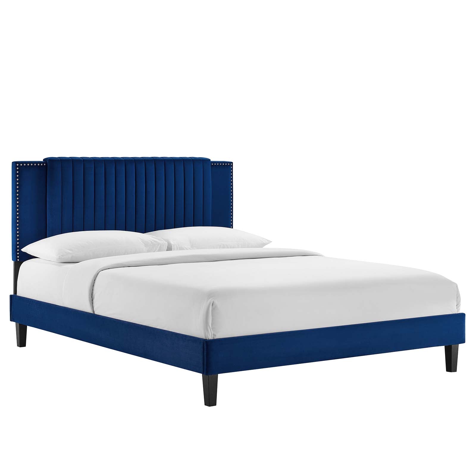 Zahra Channel Tufted Performance Velvet King Platform Bed By Modway - MOD-7010 | Beds | Modishstore - 3