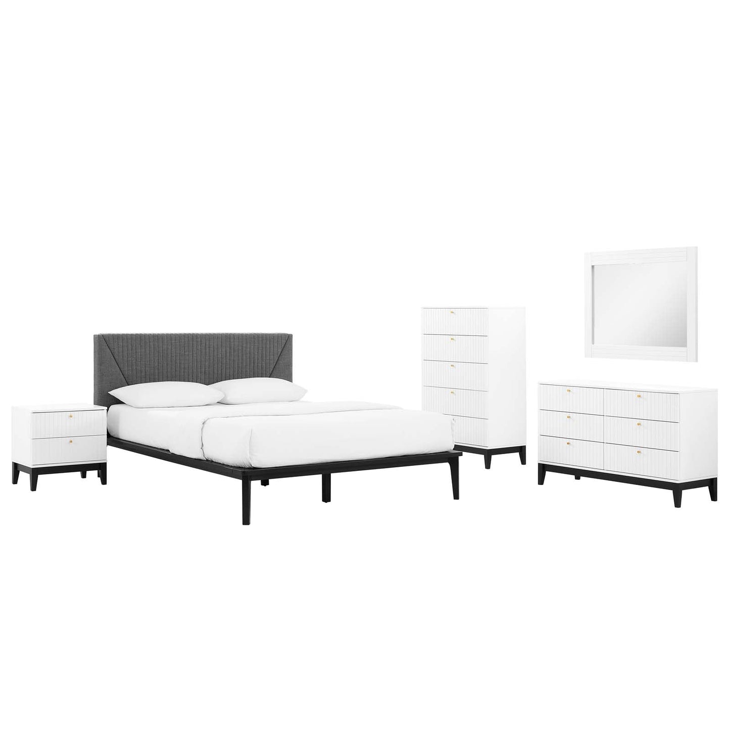 Dakota 5 Piece Upholstered Bedroom Set By Modway | Bedroom Sets - 2