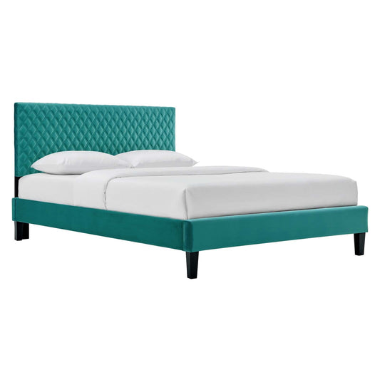 Garcelle Performance Velvet Full Platform Bed By Modway - MOD-7040-CHA | Beds |  Modishstore - 7