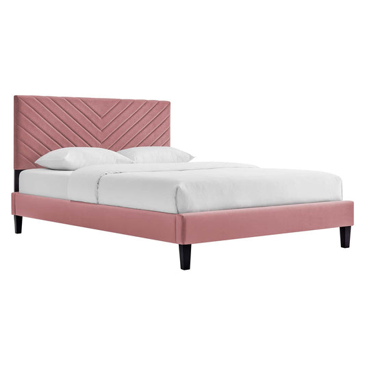 Roxanne Performance Velvet King Platform Bed By Modway - MOD-7046-CHA | Beds |  Modishstore - 2