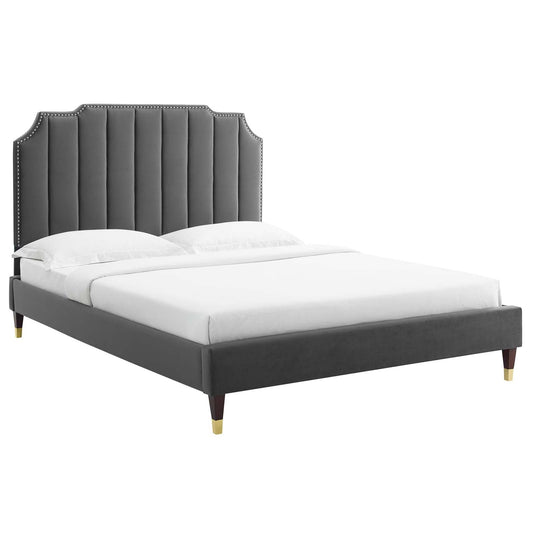 Colette King Performance Velvet Platform Bed By Modway - MOD-7074 | Beds