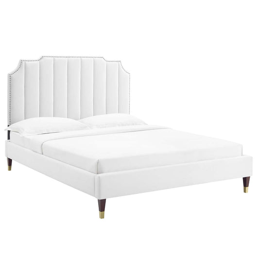 Colette King Performance Velvet Platform Bed By Modway - MOD-7074 | Beds - 8