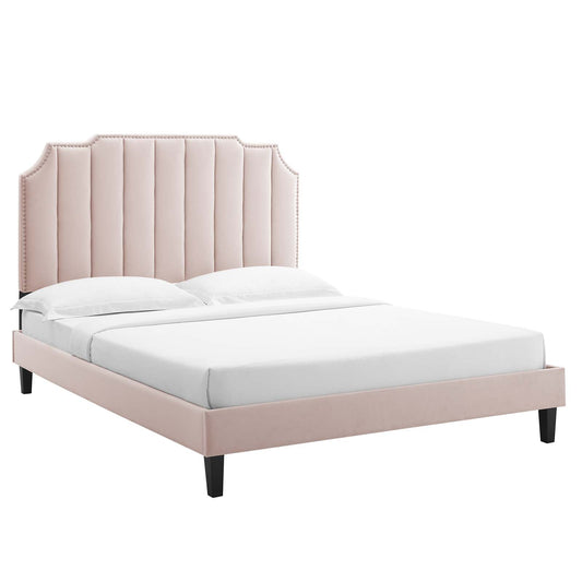 Colette King Performance Velvet Platform Bed By Modway - MOD-7075 | Beds - 6