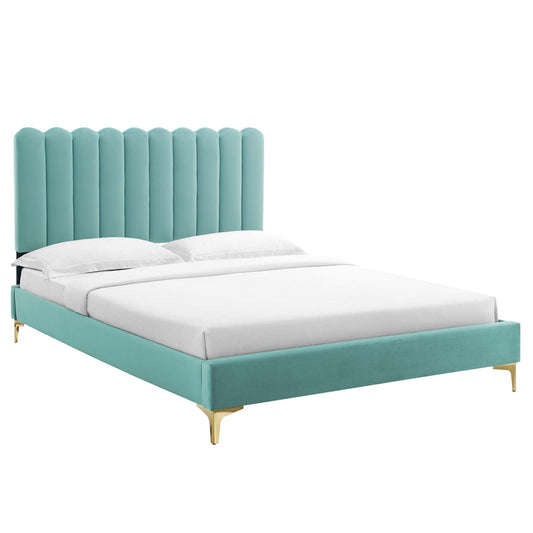 Reagan King Performance Velvet Platform Bed By Modway - MOD-7076 | Beds | Modishstore - 4