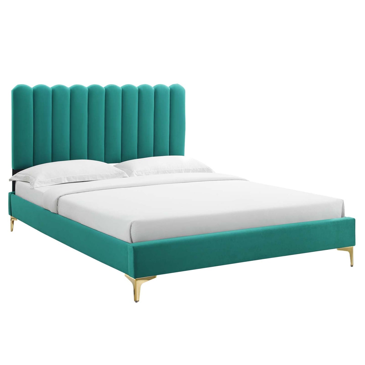 Reagan King Performance Velvet Platform Bed By Modway - MOD-7076 | Beds | Modishstore - 7