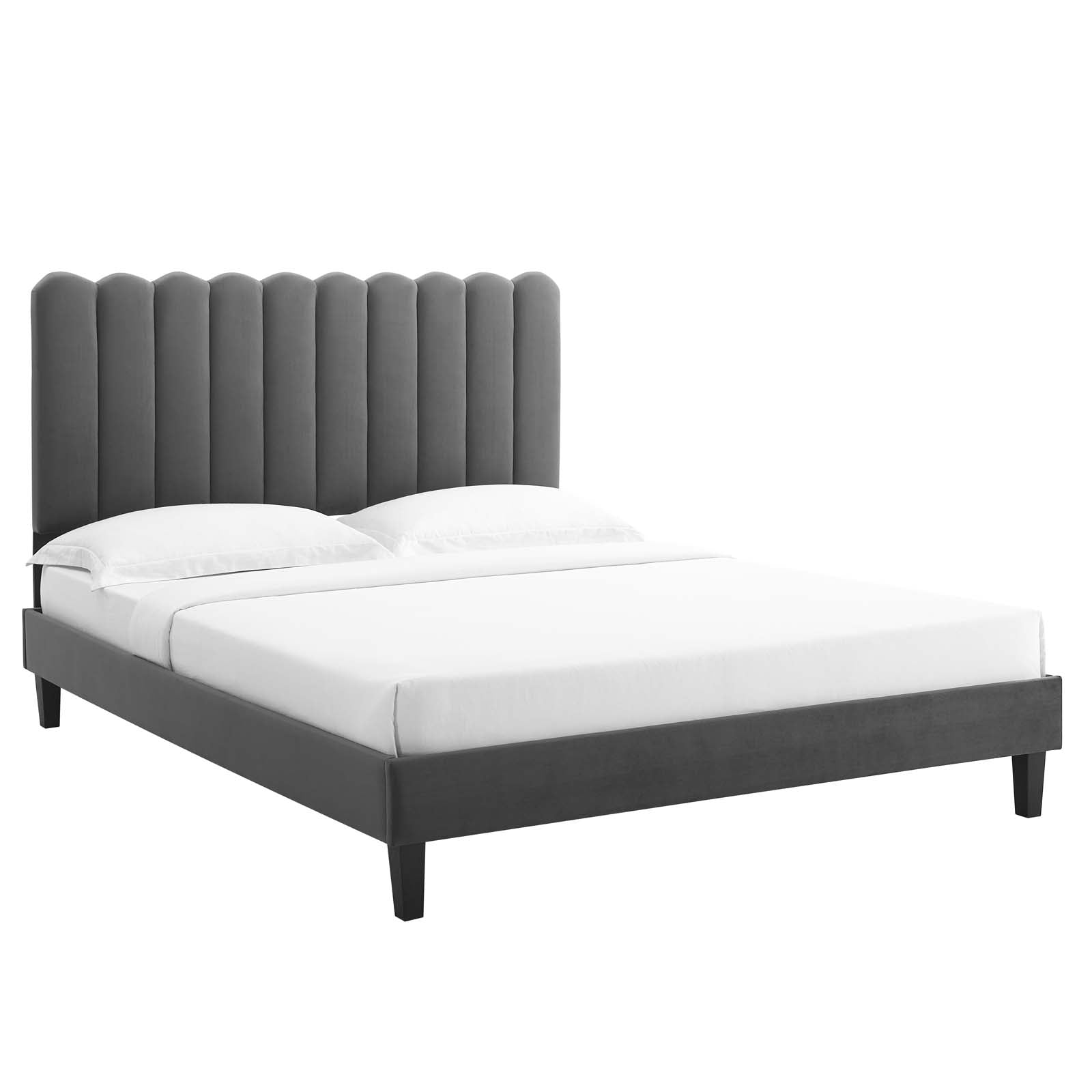 Reagan King Performance Velvet Platform Bed By Modway - MOD-7078 | Beds | Modishstore