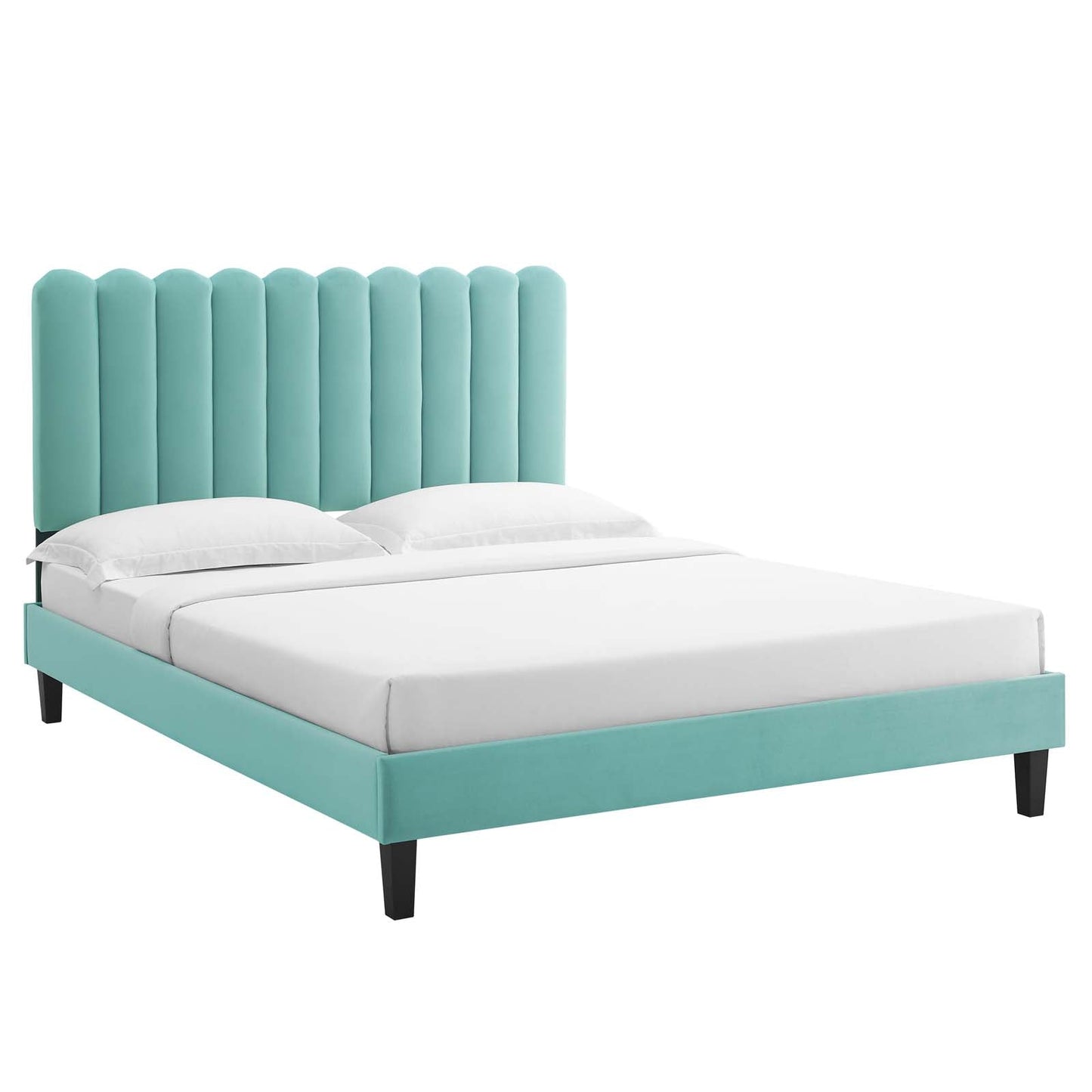 Reagan King Performance Velvet Platform Bed By Modway - MOD-7078 | Beds | Modishstore - 4