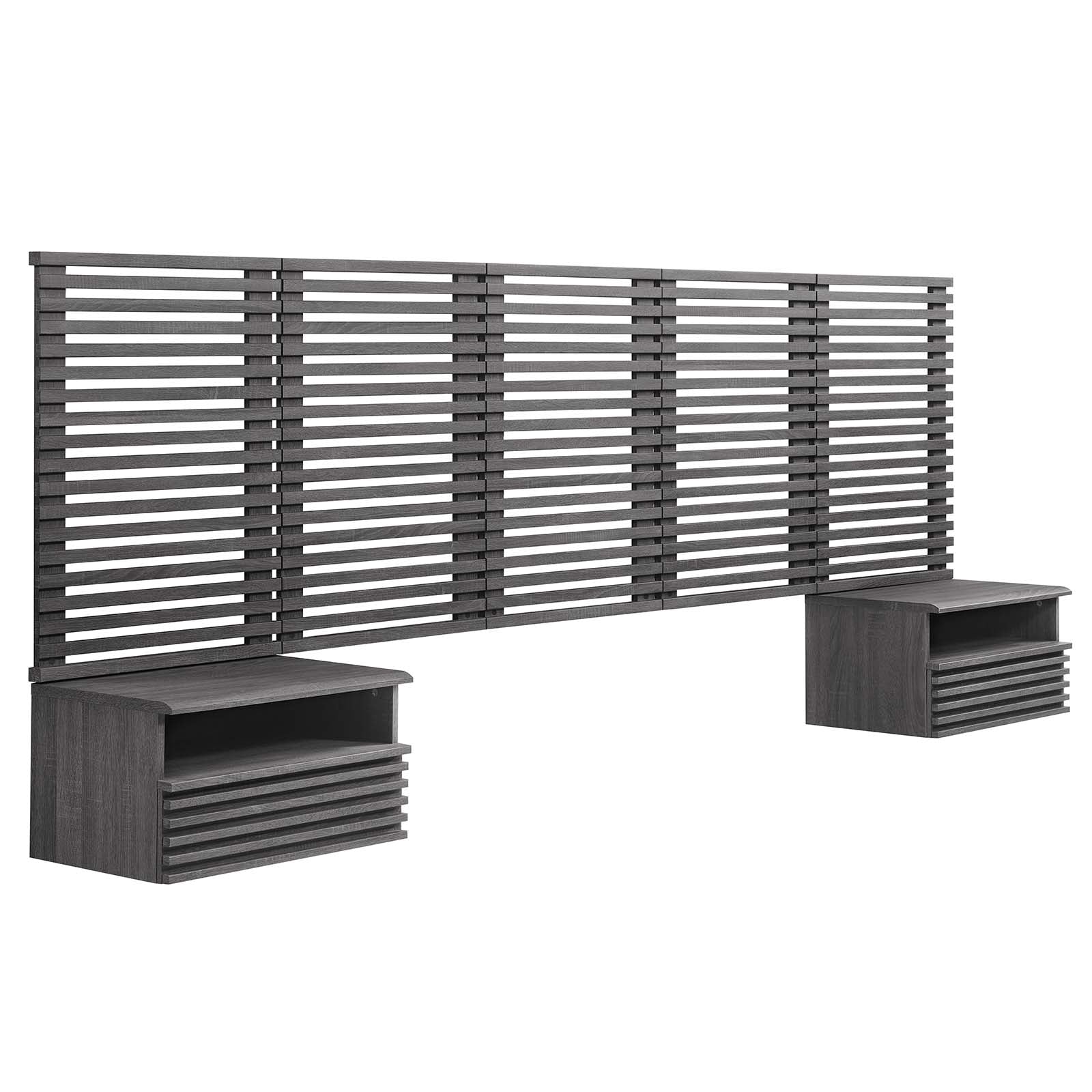 Render Wall Mount Queen Headboard and Modern Nightstands By Modway - MOD-7116 | Headboards | Modishstore