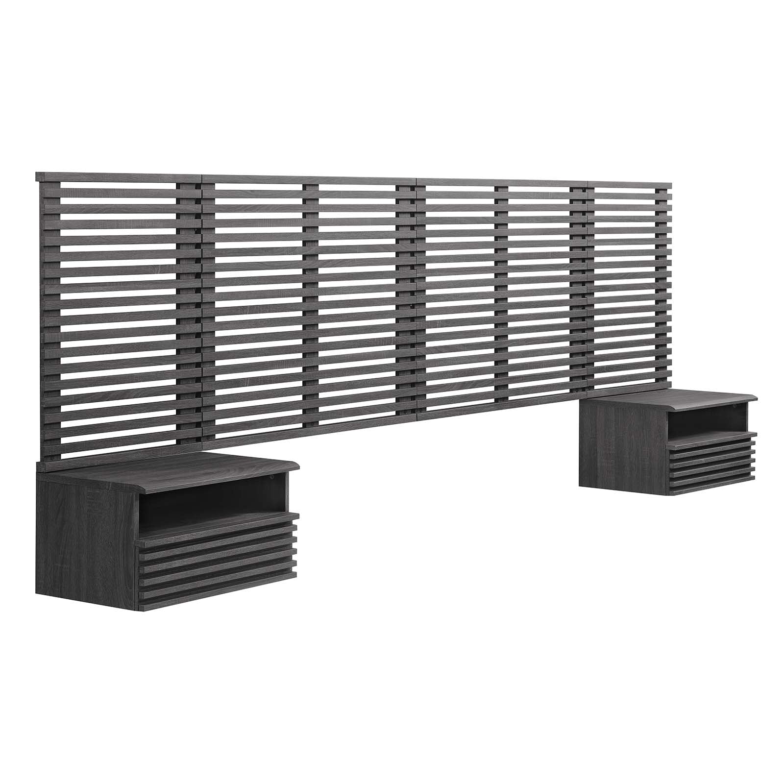 Render Wall Mount King Headboard and Modern Nightstands By Modway - MOD-7117 | Headboards | Modishstore