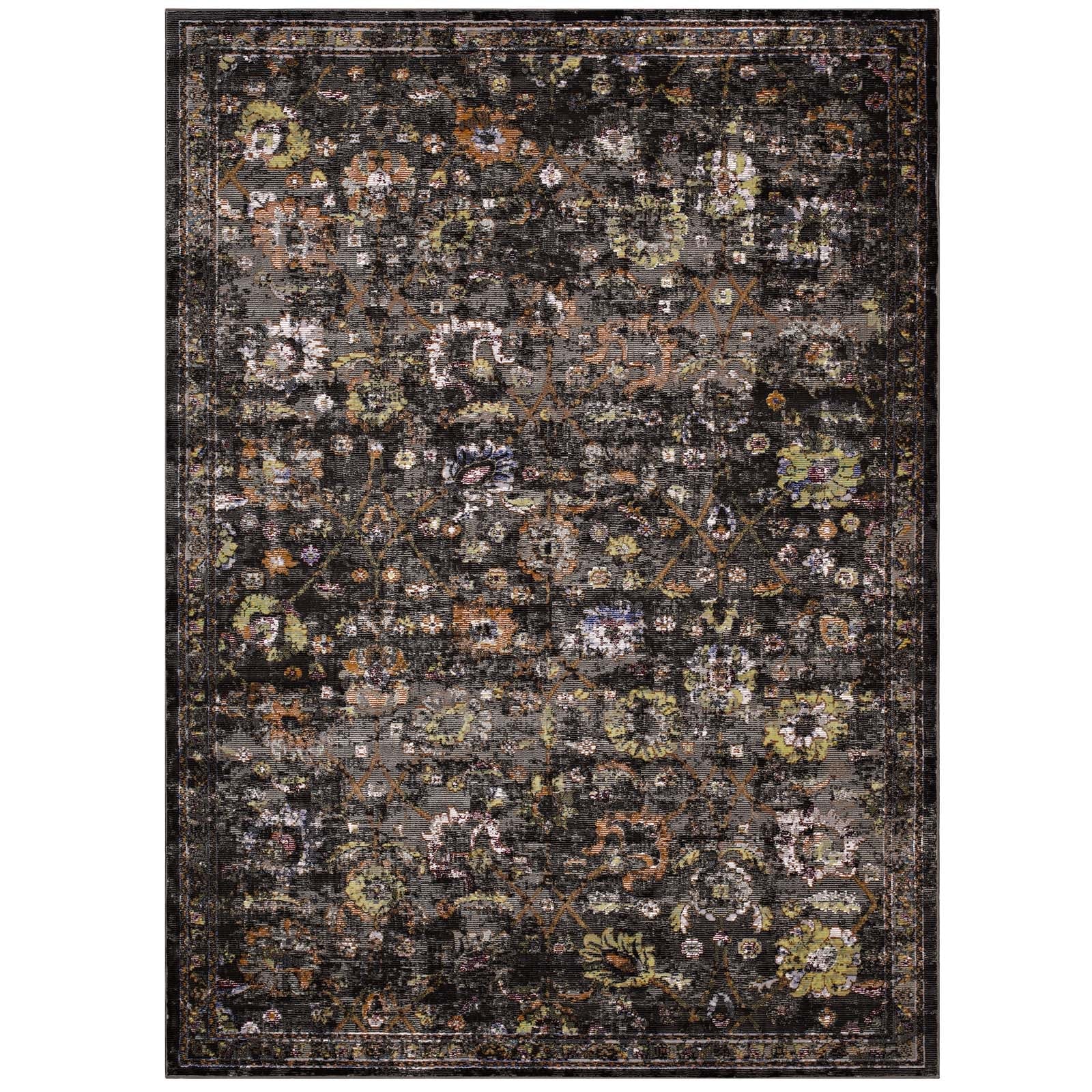 Modway Minu Distressed Floral Lattice 5x8 Area Rug | Rugs | Modishstore