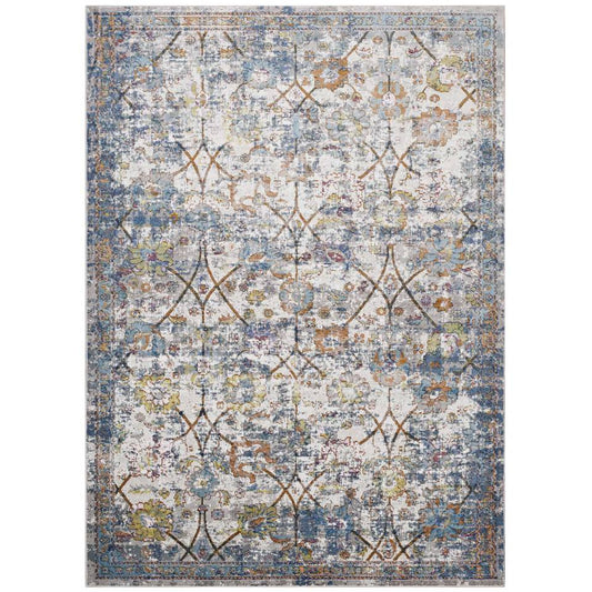 Modway Minu Distressed Floral Lattice 8x10 Area Rug |  | Modishstore-2