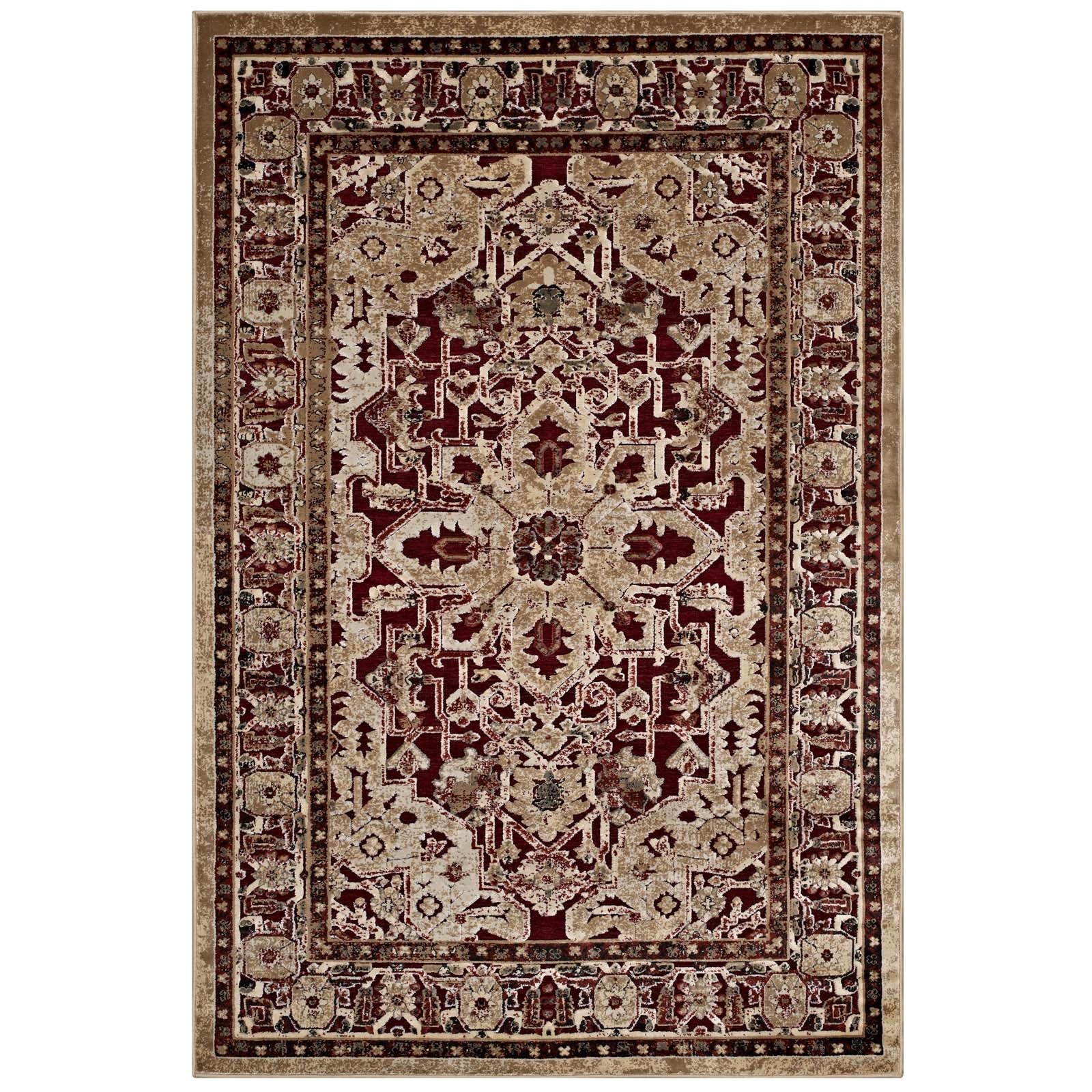 Modway Grania Ornate Vintage Floral Turkish 5x8 Area Rug | Rugs