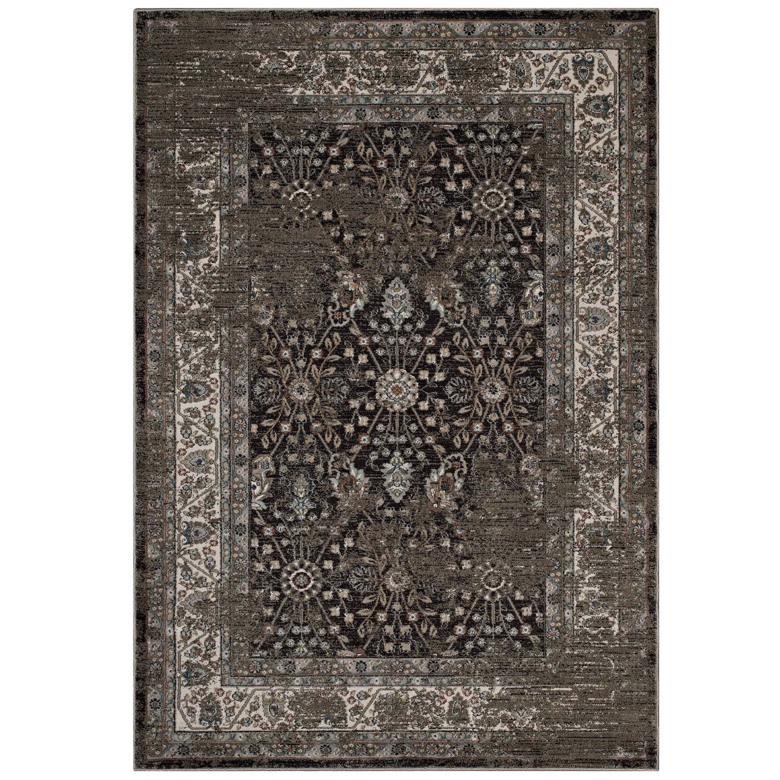 Modway Berit Distressed Vintage Floral Lattice 5x8 Area Rug | Rugs
