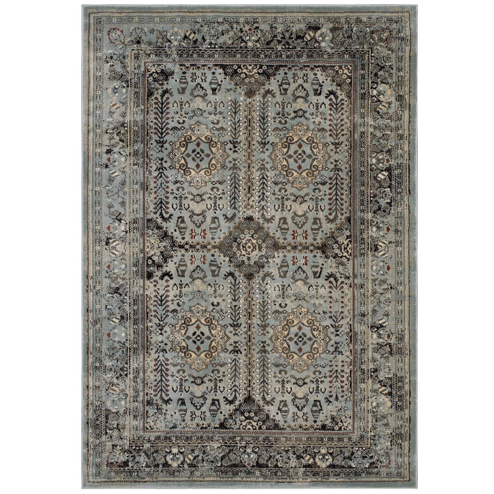 Modway Enye Distressed Vintage Floral Lattice 5x8 Area Rug | Rugs