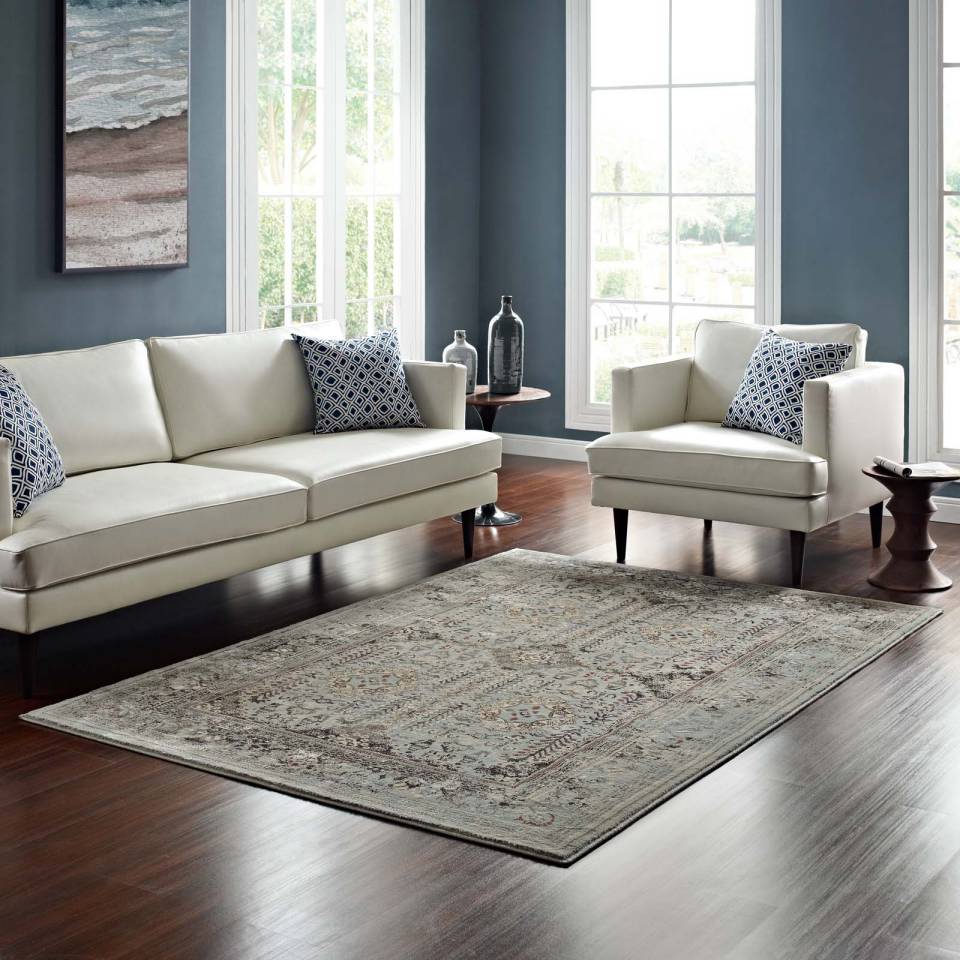 Modway Enye Distressed Vintage Floral Lattice 8x10 Area Rug | Rugs