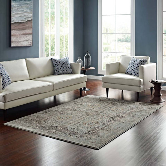 Modway Enye Distressed Vintage Floral Lattice 8x10 Area Rug | Rugs