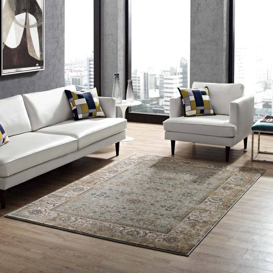 Modway Hisa Distressed Vintage Floral Lattice 5x8 Area Rug | Rugs