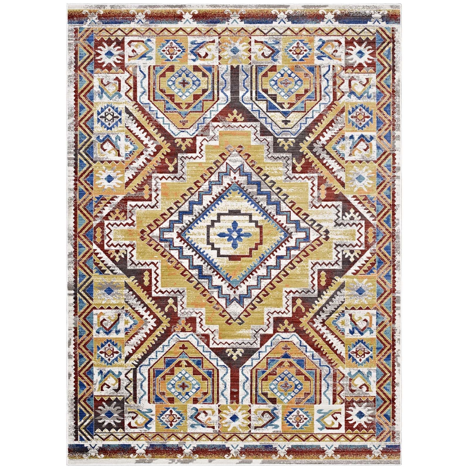 Modway Florita Distressed Southwestern Aztec 4x6 Area Rug | Rugs