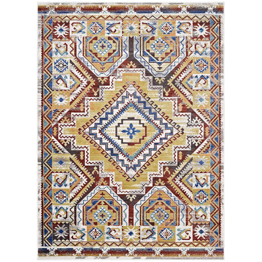 Modway Florita Distressed Southwestern Aztec 5x8 Area Rug | Rugs