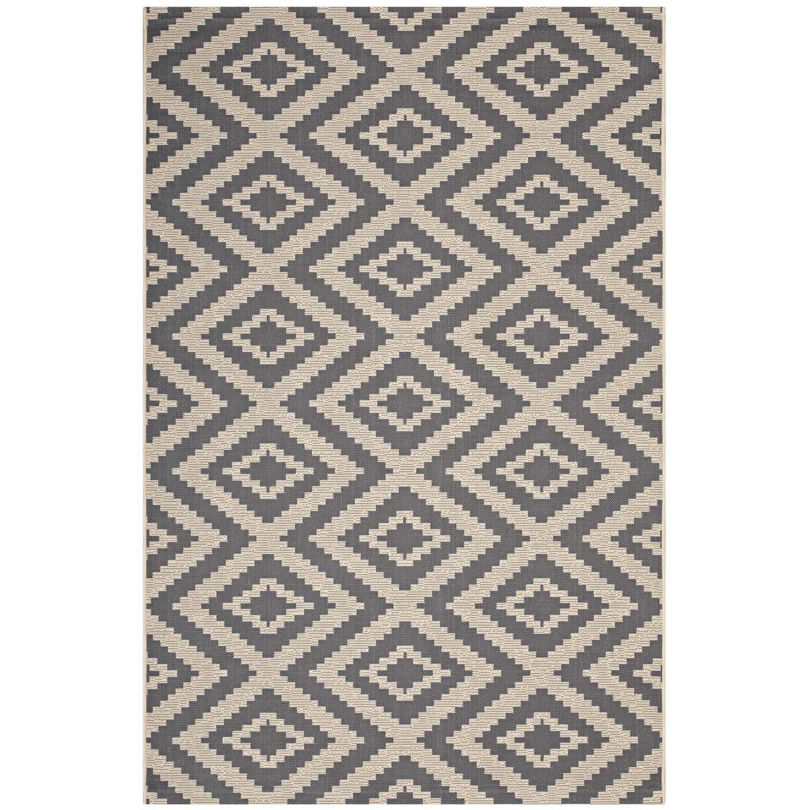 Jagged Geometric Diamond Trellis 9x12 Indoor and Outdoor Area Rug By Modway | Rugs