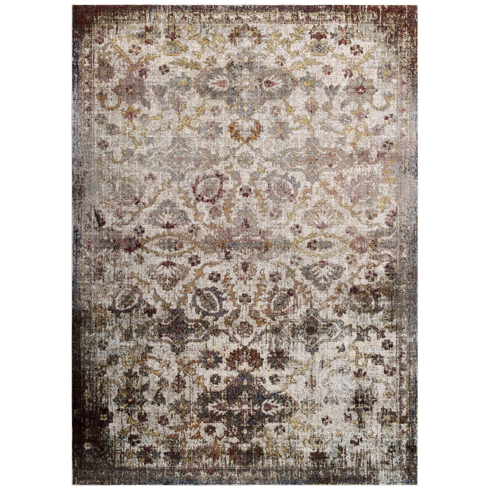 Modway Success Kaede Distressed Vintage Floral Moroccan Trellis 5x8 Area Rug | Rugs | Modishstore