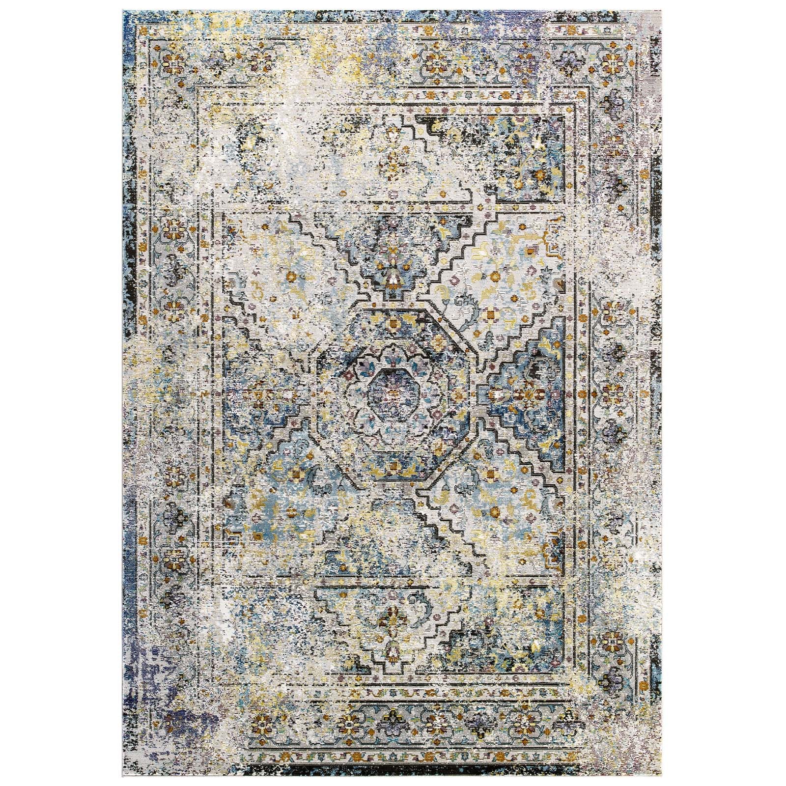 Modway Success Jacinda Distressed Vintage Floral Persian Medallion 4x6 Area Rug | Rugs | Modishstore
