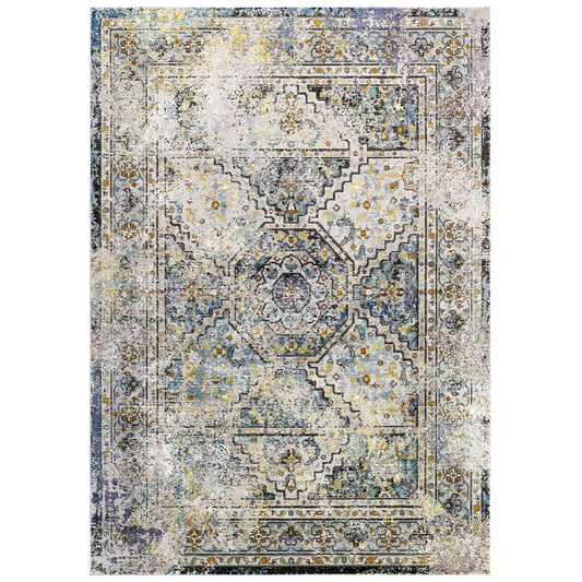 Modway Success Jacinda Distressed Vintage Floral Persian Medallion 5x8 Area Rug | Rugs | Modishstore