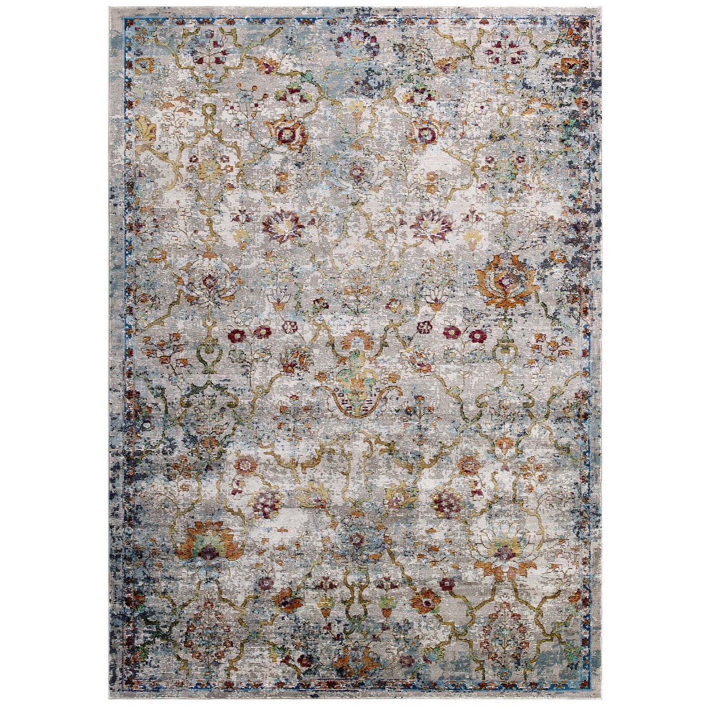 Modway Success Manuka Distressed Vintage Floral Lattice 4x6 Area Rug | Rugs | Modishstore