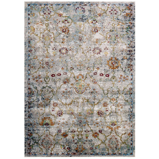 Modway Success Manuka Distressed Vintage Floral Lattice 4x6 Area Rug | Rugs | Modishstore