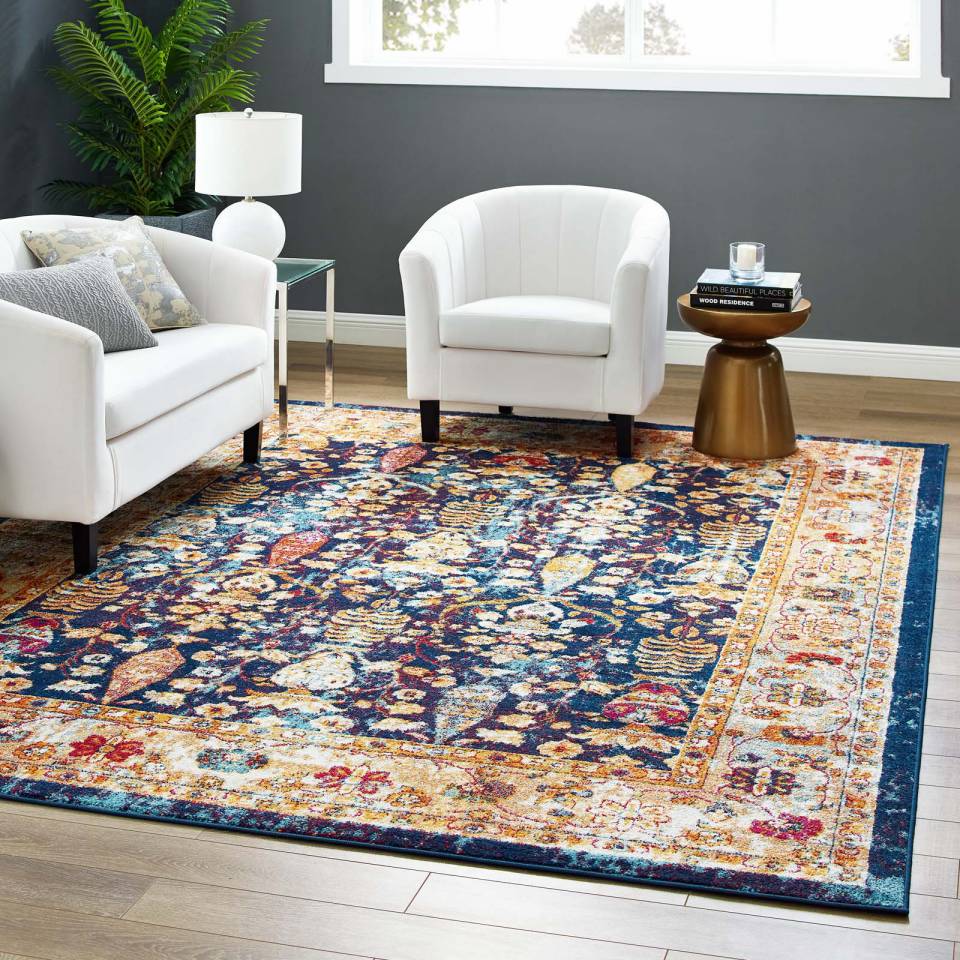 Modway Entourage Jessa Distressed Vintage Floral Lattice 8x10 Area Rug | Rugs