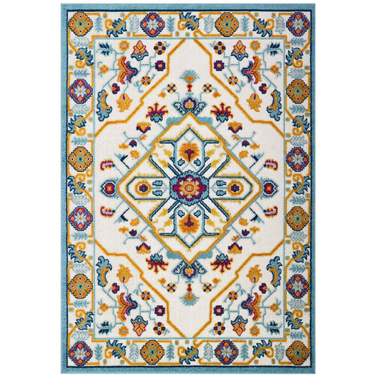 Modway Reflect Freesia Distressed Floral Persian Medallion 5x8 Indoor and Outdoor Area Rug | Rugs | Modishstore