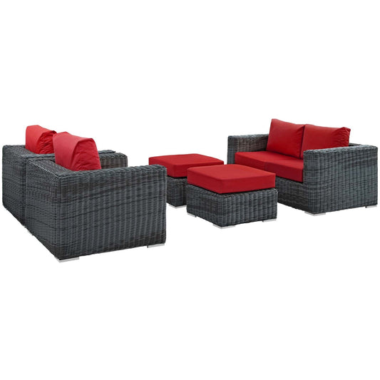 Modway Summon 5 Piece Outdoor Patio Sunbrella Sectional Set - EEI-1893 | Outdoor Sofas, Loveseats & Sectionals | Modishstore-3