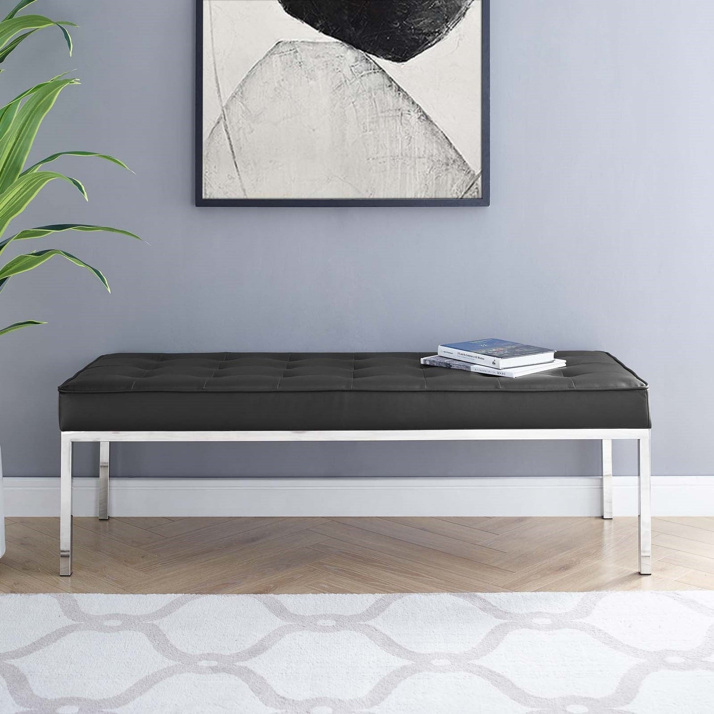 Modway Loft Tufted Button Large Upholstered Faux Leather Bench | Stools & Benches | Modishstore-6